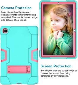 img 2 attached to 📱 Bingcok Galaxy Tab A7 10.4 Case 2020 - Heavy Duty Rugged Full-Body Hybrid Shockproof Cover for Samsung Galaxy Tab A7 10.4 2020 Model SM-T500/SM-T505/SM-T507 (2-Pack: Aqua + Rose)