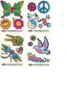 img 3 attached to 🌼 Hippie Temporary Tattoos: Spreading Love & Peace (50-Piece Party Favor & Costume Set)