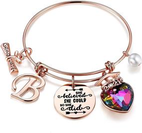 img 4 attached to 👩 Yoosteel 2021 Graduation Charm Bracelets - Personalized Initial Engraved Inspirational Quote Bracelets for Her/Him - Perfect College/High School Graduation Gifts