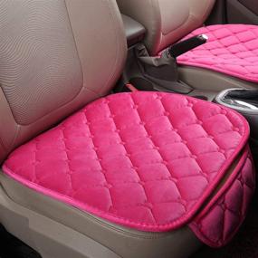 img 1 attached to DEALPEAK Breathable Anti Slip Car Seat Cushion Cover Pad Mat Nonslip Winter Warm Lattice Pattern Protector Auto Chair Cushion With Velvet Elastic Plush For Vehicles Car Supplies (Color : Pink)