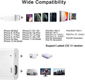 img 2 attached to 🔌 HDMI переходник для iPhone на ТВ - 1080P цифровой AV конвертер с портом для зарядки для iPhone 11/XR/XS/X - идеально для ТВ, проектора, монитора