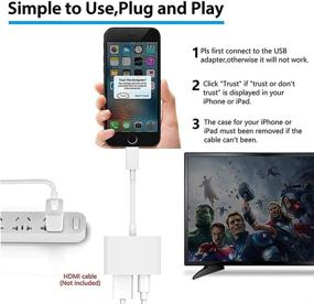 img 3 attached to 🔌 HDMI переходник для iPhone на ТВ - 1080P цифровой AV конвертер с портом для зарядки для iPhone 11/XR/XS/X - идеально для ТВ, проектора, монитора