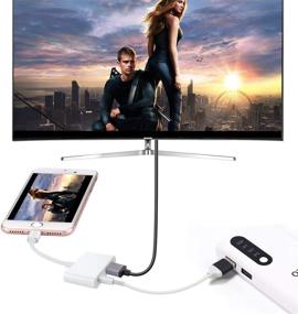 img 1 attached to 🔌 HDMI переходник для iPhone на ТВ - 1080P цифровой AV конвертер с портом для зарядки для iPhone 11/XR/XS/X - идеально для ТВ, проектора, монитора