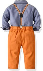 img 3 attached to Gentleman Toddler Outfit: PureMilk Long Sleeve Shirt + Suspenders Pants Suits