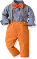 gentleman toddler outfit: puremilk long sleeve shirt + suspenders pants suits logo