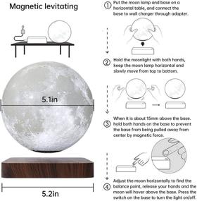 img 2 attached to Optimized Levitating Moon Lamp by I-iluum: 3D Printed Magnetic Floating Moon Light for Home Office Room Decor, with 3 Color Modes