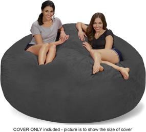 img 1 attached to Chill Sack 7ft Microsuede Bean Bag Chair Cover: Charcoal - Quality and Comfort