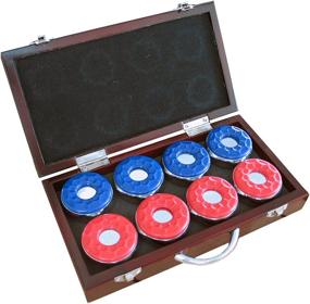 img 2 attached to 🏓 Hathaway Dark Cherry Finish Shuffleboard Pucks with Case - Set of 8