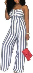 img 4 attached to SheKiss Spaghetti Striped Bowknot Jumpsuits Women's Clothing for Jumpsuits, Rompers & Overalls