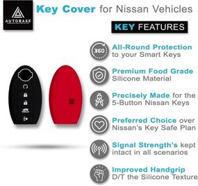 img 2 attached to Silicone Key Fob Cover for Nissan Rogue Murano Armada Maxima Altima 🔑 Sedan Pathfinder - 2 Pack (Black & Red) - Car Accessory for Key Protection