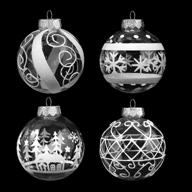 set of 12 fancy clear plastic christmas ball ornaments - 3.15 inches - ideal for xmas tree decorations, holiday indoor decor - white логотип