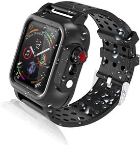 img 4 attached to Чехол Realproof Waterproof Apple Watch Case 44MM Series 6, SE, 5, 4 с 3 шт. премиум силиконовыми ремешками, ударопрочный и защитный чехол для iWatch с встроенным защитным экраном