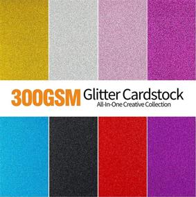 img 3 attached to 🎨 Heavyweight Glitter Cardstock Paper - 110lb. / 300GSM - 50 Sheets A4 Colored Craft Card Stock for Craft Projects, DIY, Gift Wrapping, Birthday Party Decorations, Wedding Decor, Scrapbooking - 8 Assorted Colors