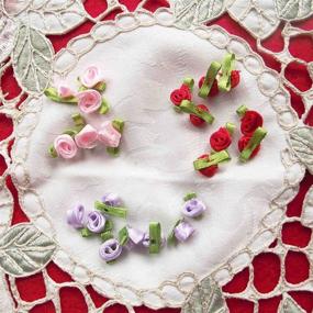 img 2 attached to 🌹 Gofypel Mini Rose Flower Ribbon Bows Craft: Artificial Ornament for DIY Sewing - Wedding & Christmas (100pcs)