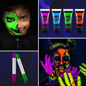 img 1 attached to 🎨 Non-Toxic Face Paint Kit - 21 Colors, UV Paint, Brushes, Stencils, Glitters & More: Perfect for Kids and Adults!