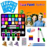 🎨 non-toxic face paint kit - 21 colors, uv paint, brushes, stencils, glitters & more: perfect for kids and adults! logo