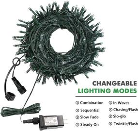 img 3 attached to 🎄 108ft 300 LED Green String Lights - Connectable Christmas Lights with 8 Modes, Waterproof for Party, Tree, Window, Wedding Decor - Warm White