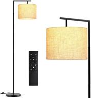 enhance your space with a modern led floor lamp: remote controlled, 4 color temperatures, linen lampshade - perfect for living room & bedroom décor логотип