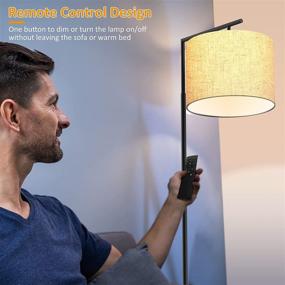 img 3 attached to Enhance Your Space with a Modern LED Floor Lamp: Remote Controlled, 4 Color Temperatures, Linen Lampshade - Perfect for Living Room & Bedroom Décor