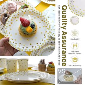 img 3 attached to 🎉 200 Piece Party Paper Plates for 50 Guests - Disposable White and Gold Plates, Gold Cutlery Set - Ideal for Wedding, Bridal Shower, Baby Shower, Graduation and Holiday Parties - Premium Gold Party Supplies