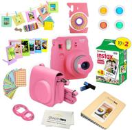 📷 fujifilm instax mini 9 instant camera bundle with 20 pack films + deluxe accessories (flamingo pink) logo