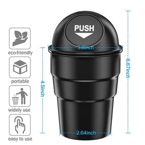 img 3 attached to 🚗 Compact and Stylish: Mini Car Trash Can with Cup Holder in Black - Ideal for Automotive Use, Office, Home, Kitchen, or Bedroom