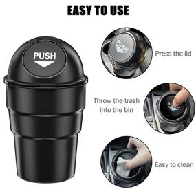 img 1 attached to 🚗 Compact and Stylish: Mini Car Trash Can with Cup Holder in Black - Ideal for Automotive Use, Office, Home, Kitchen, or Bedroom
