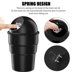 img 2 attached to 🚗 Compact and Stylish: Mini Car Trash Can with Cup Holder in Black - Ideal for Automotive Use, Office, Home, Kitchen, or Bedroom