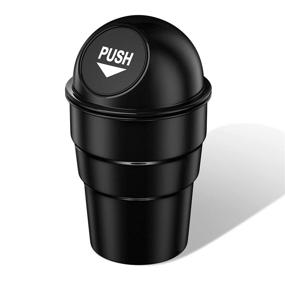 img 4 attached to 🚗 Compact and Stylish: Mini Car Trash Can with Cup Holder in Black - Ideal for Automotive Use, Office, Home, Kitchen, or Bedroom