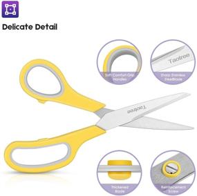 img 2 attached to 🔪 Taotree 8" Multipurpose Scissors Bulk Pack of 5 - Stainless Steel Sharp Scissors for Office, Home, and General Use - High/Middle School Classroom, Teacher, Student and Kids Scissors Supplies - Same Size
