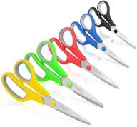 🔪 taotree 8" multipurpose scissors bulk pack of 5 - stainless steel sharp scissors for office, home, and general use - high/middle school classroom, teacher, student and kids scissors supplies - same size logo
