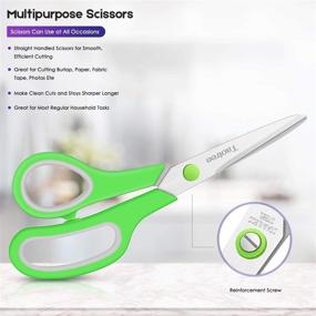 img 1 attached to 🔪 Taotree 8" Multipurpose Scissors Bulk Pack of 5 - Stainless Steel Sharp Scissors for Office, Home, and General Use - High/Middle School Classroom, Teacher, Student and Kids Scissors Supplies - Same Size