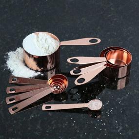 img 2 attached to 9-Piece Stainless Steel Central Copper Measuring Cups and Spoons Set with 2 Rings by Steelware