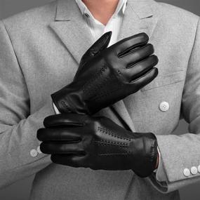 img 3 attached to Thinsulate Leather Driving Gloves - Men's Touchscreen Accessories