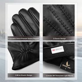 img 2 attached to Thinsulate Leather Driving Gloves - Men's Touchscreen Accessories