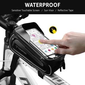 img 3 attached to 🚲 Tikaton Waterproof Bike Frame Bag with Touch Screen & Sun-Visor for iPhone Plus XR XS X MAX Below 6.8’’ - A Must-Have Bike Cell Phone Holder Case