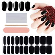 20pcs semi cured gel nail polish strips by ebanku - black adhesive full wrap gel nail 💅 art sticker, waterproof gel nail wrap stickers with nail file and stick – requires uv/led lamp for perfect results logo