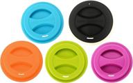 🌈 5-pack ksendalo silicone travel mug lids: eco reusable cup covers in blue, black, orange, green, and purple logo