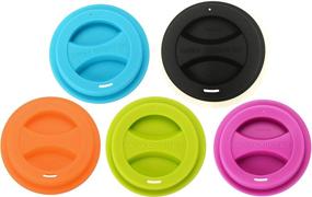 img 4 attached to 🌈 5-Pack KSENDALO Silicone Travel Mug Lids: Eco Reusable Cup Covers in Blue, Black, Orange, Green, and Purple