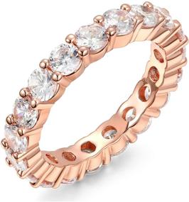 img 4 attached to 💍 NYC Sterling 4MM Rose Gold CZ Round Luxury Eternity Rings with Included Box