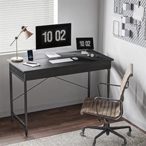 img 3 attached to 💻 Fezibo Computer Desk with 2 Storage Drawers: Ideal Home Office Small Writing Desk & Makeup Vanity Table - 40 Inches, Gap Design, Black