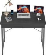 💻 fezibo computer desk with 2 storage drawers: ideal home office small writing desk & makeup vanity table - 40 inches, gap design, black logo