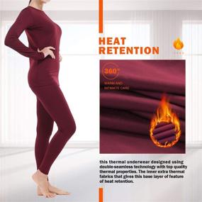 img 3 attached to AUQCO Thermal Underwear Women Fleece Sports & Fitness