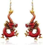 🐉 captivating superchic red/blue enamel dragon hoop earrings with luxurious gold plating logo