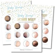 25 beer belly or pregnant bump fun baby shower game idea: cute blue gold gender neutral party reveal bundle with funny activity questions for kids, mom, dad, women, and men! coed unisex set! логотип