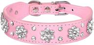 🌸 didog - cute pu leather dog collar with rhinestone flower pattern - studded - 1 inch width - ideal for small and medium dogs logo