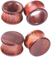 🌳 longbeauty vintage brown natural wood double flared ear tunnels: enhance your style with expander plugs stretcher - 1pair/2pair option logo