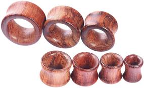 img 3 attached to 🌳 Longbeauty Vintage Brown Natural Wood Double Flared Ear Tunnels: Enhance Your Style with Expander Plugs Stretcher - 1Pair/2Pair Option