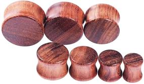 img 2 attached to 🌳 Longbeauty Vintage Brown Natural Wood Double Flared Ear Tunnels: Enhance Your Style with Expander Plugs Stretcher - 1Pair/2Pair Option
