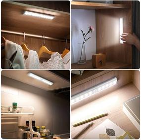 img 1 attached to 🔦 URPOWER Motion Sensor Light Indoor - 3 Pack of Battery Operated 10 LED Magnetic Closet Lights for Kitchen, Hallway, and Stairs